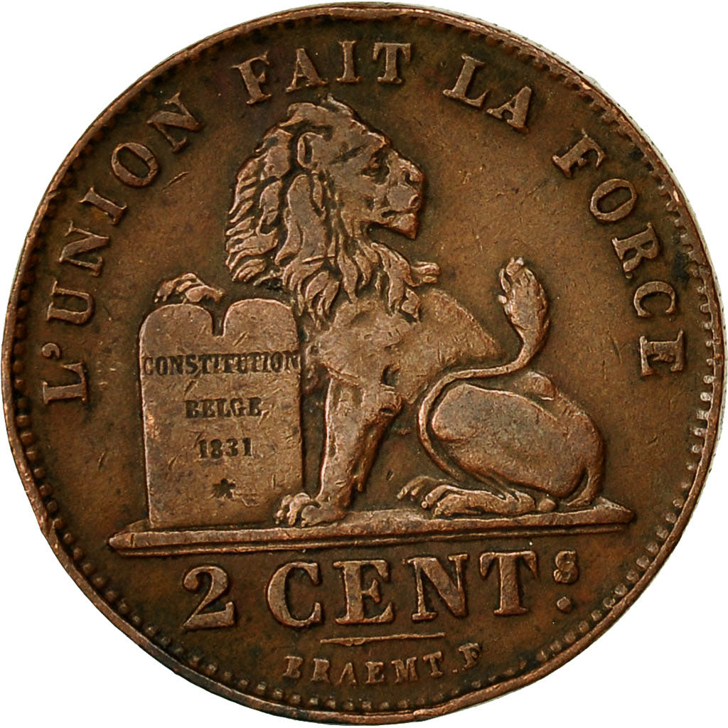 Belgium, Leopold II, 2 Centimes, 1909, EF(40-45), Copper, KM:35.1