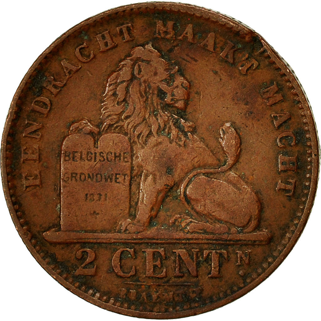 Moneta, Belgia, Albert I, 2 Centimes, 1911, EF(40-45), Miedź, KM:65