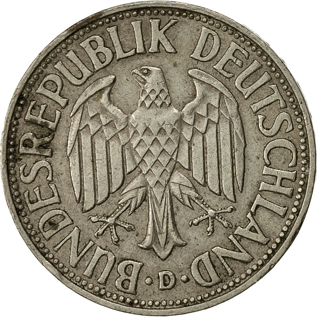 GERMANY - FEDERAL REPUBLIC, Mark, 1963, Munich, VF(30-35), Copper-nickel, KM:110