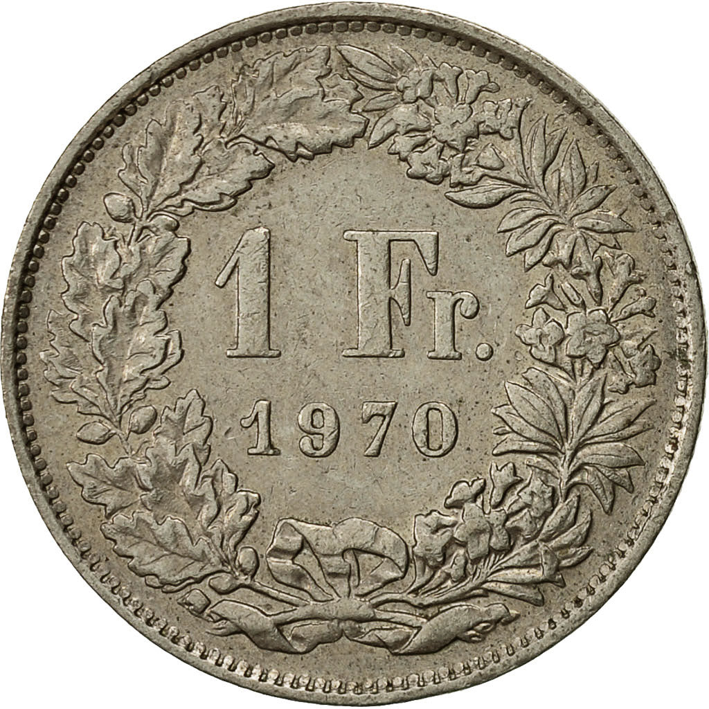 Switzerland, Franc, 1970, Bern, VF(30-35), Copper-nickel, KM:24a.1