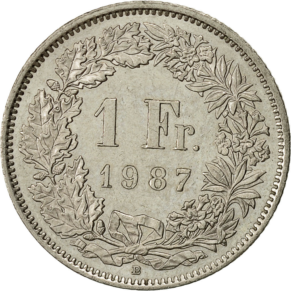 Suiza, Franc, 1987, Bern, MBC, Cobre - níquel, KM:24a.3