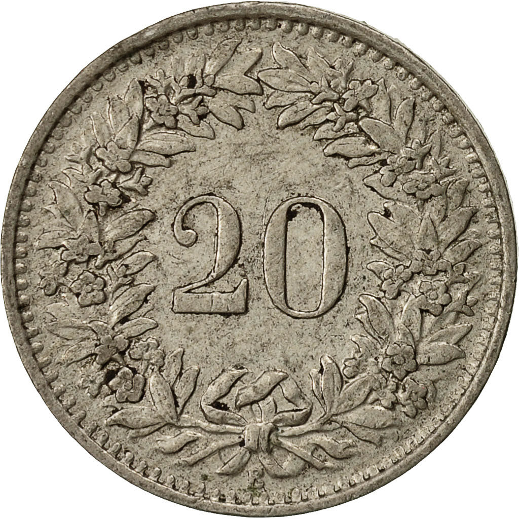 Svizzera, 20 Rappen, 1945, Bern, MB+, Rame-nichel, KM:29a