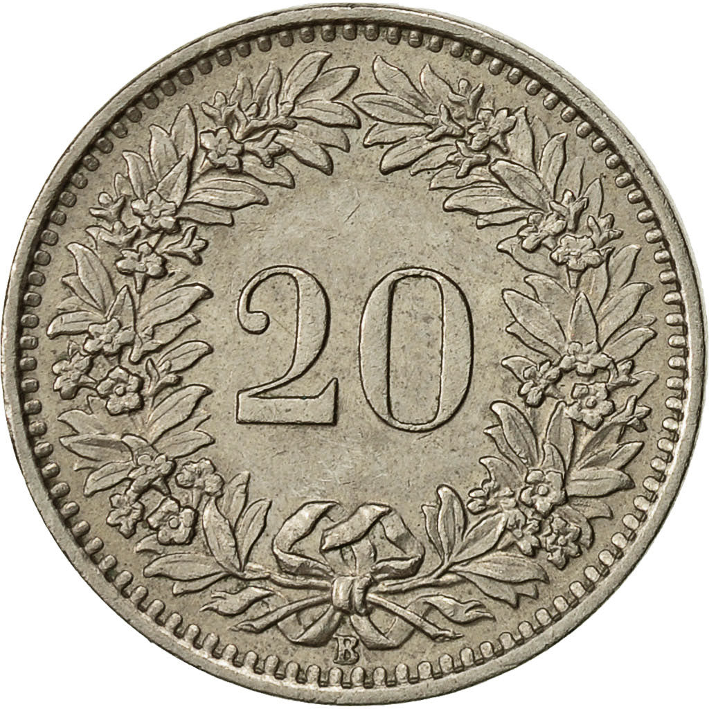 Switzerland, 20 Rappen, 1963, Bern, EF(40-45), Copper-nickel, KM:29a