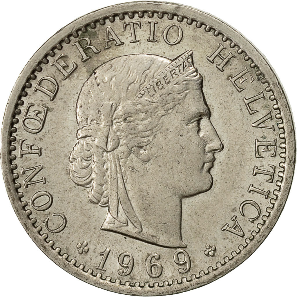 Svizzera, 20 Rappen, 1969, Bern, MB, Rame-nichel, KM:29a