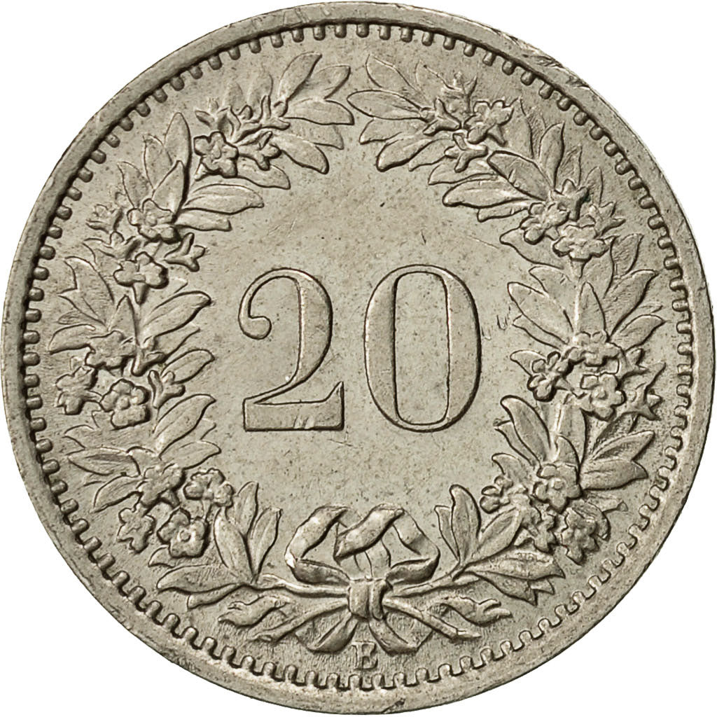Svizzera, 20 Rappen, 1969, Bern, MB, Rame-nichel, KM:29a