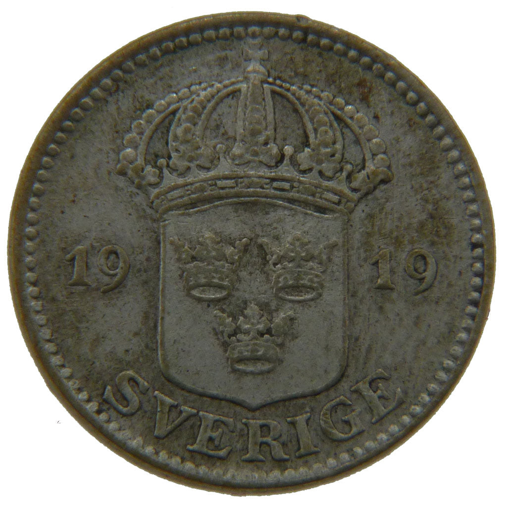 SWEDEN, 25 Ore, 1919, KM #785, AU(50-53), Silver, 17, 2.50