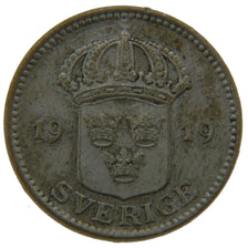 SWEDEN, 25 Ore, 1919, KM #785, AU(50-53), Silver, 17, 2.50