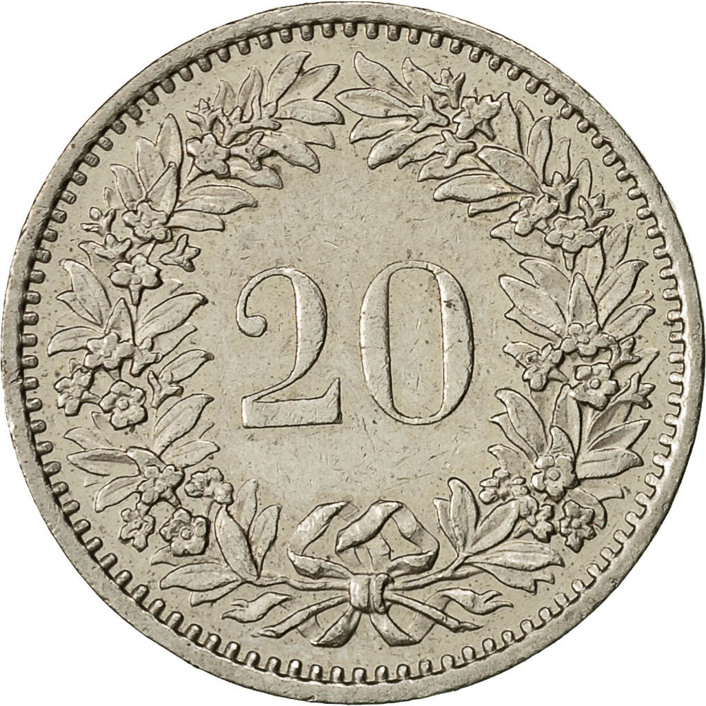 Suiza, 20 Rappen, 1980, Bern, MBC, Cobre - níquel, KM:29a