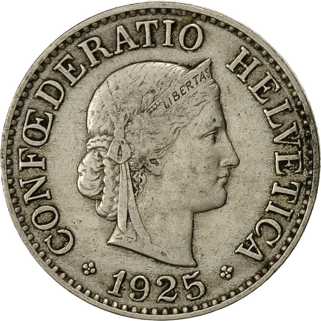 Switzerland, 10 Rappen, 1925, Bern, EF(40-45), Copper-nickel, KM:27