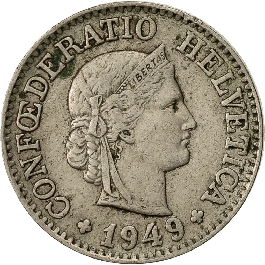 Switzerland, 10 Rappen, 1949, Bern, VF(30-35), Copper-nickel, KM:27