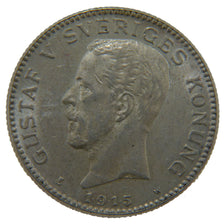 Sweden, 1 Krona, 1915, KM #557.1, AU(55-58), Silver, 7.50