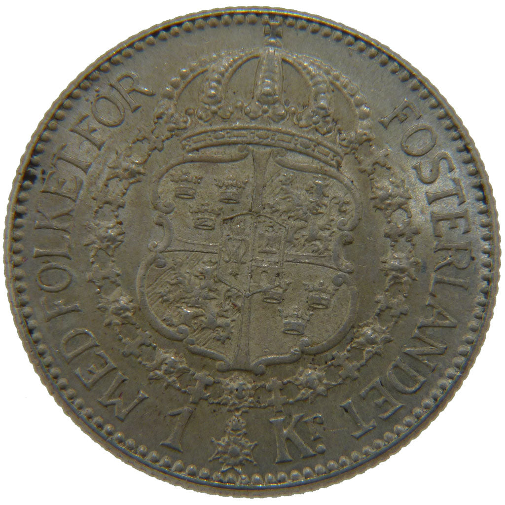 Sweden, 1 Krona, 1915, KM #557.1, AU(55-58), Silver, 7.50