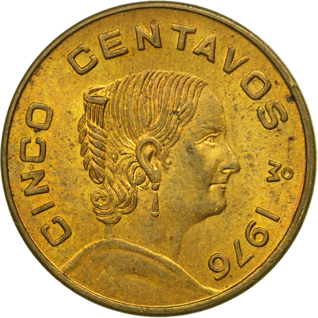 México, 5 Centavos, 1976, Mexico City, BC+, Latón, KM:427