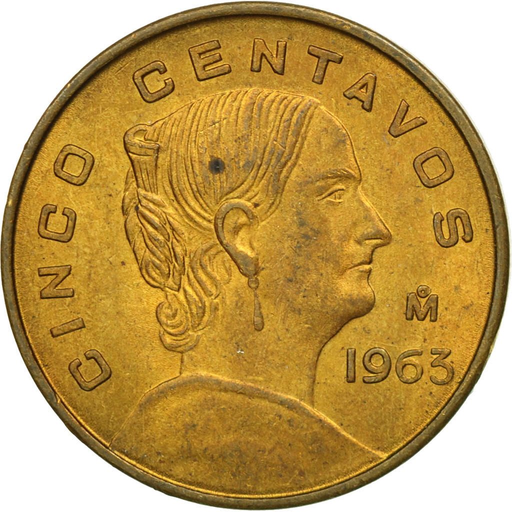 México, 5 Centavos, 1963, Mexico City, MBC, Latón, KM:426
