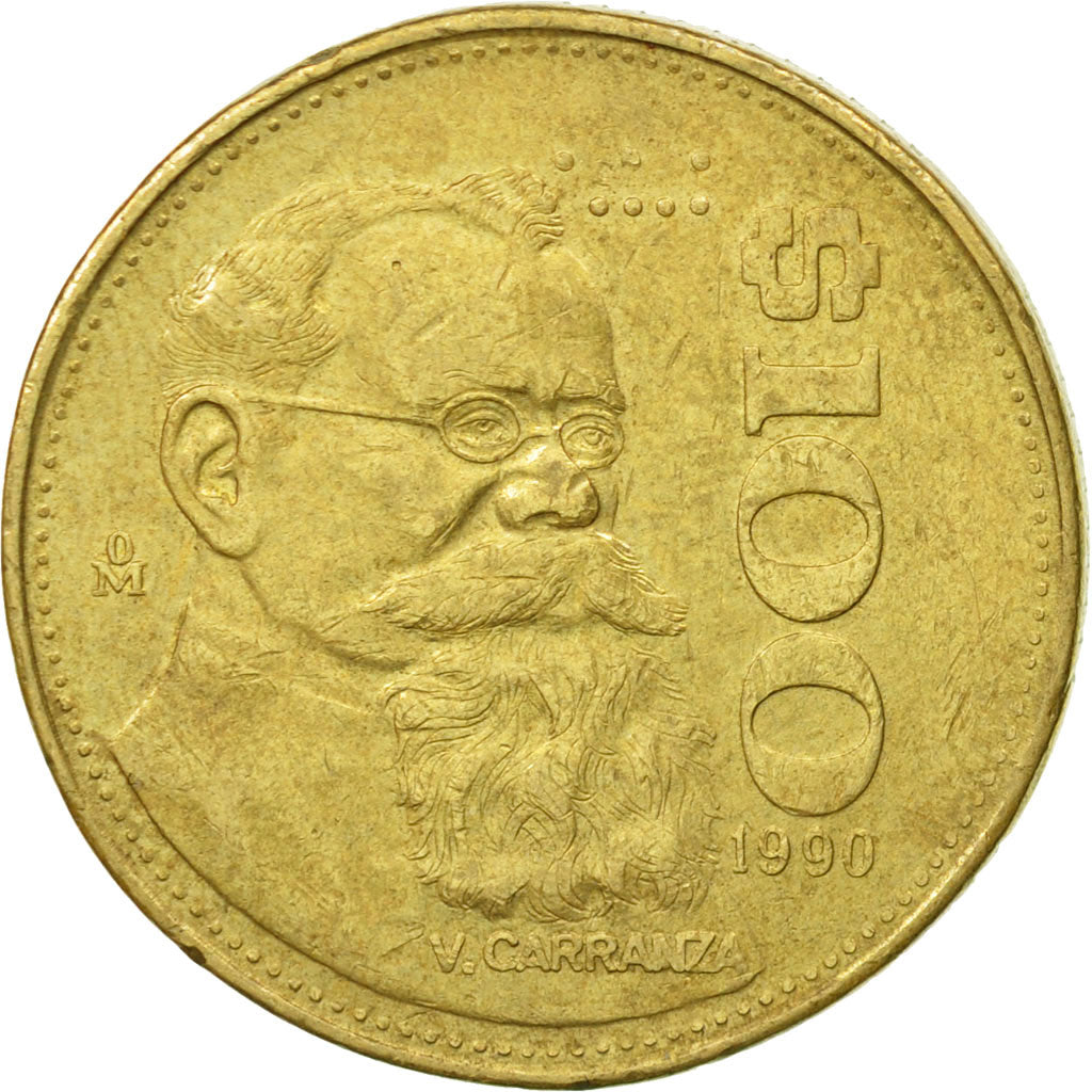 Mexiko, 100 Pesos, 1990, Mexico City, S+, Aluminum-Bronze, KM:493