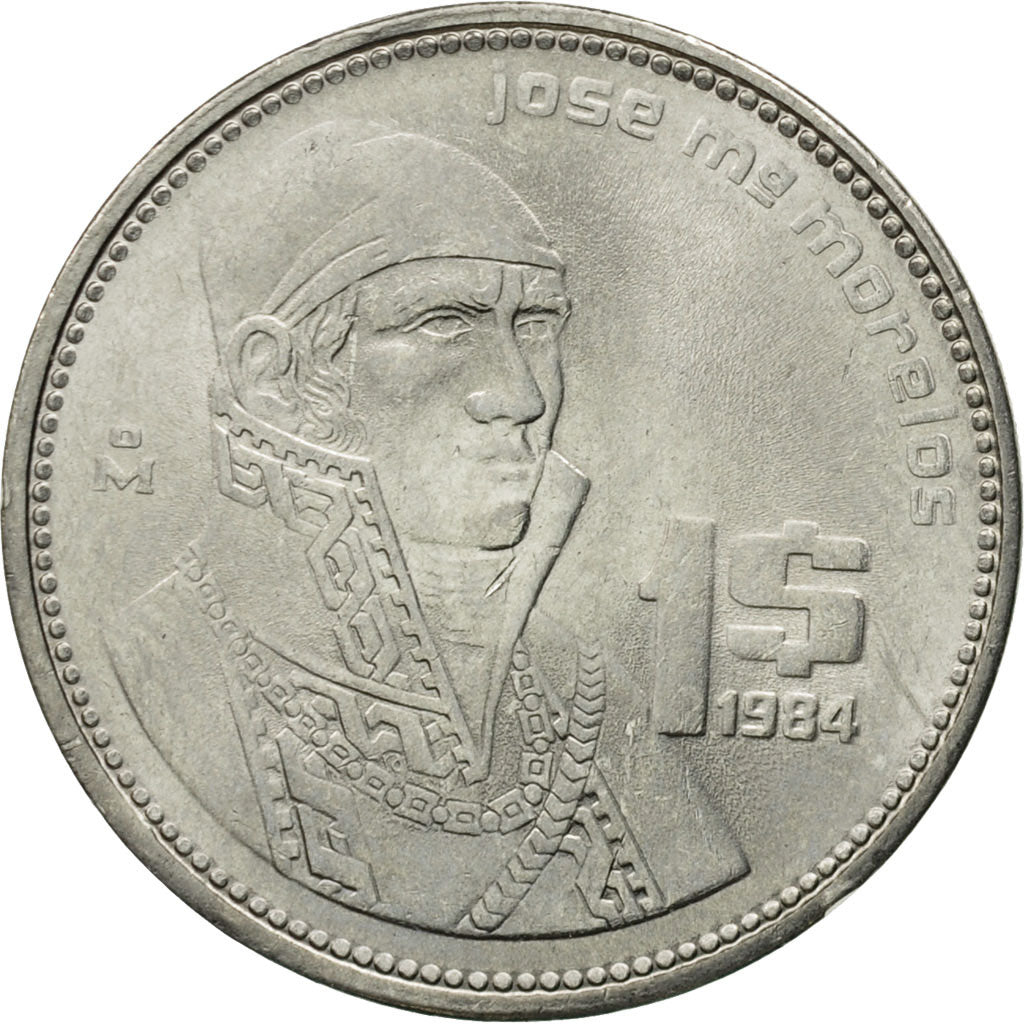 Mexiko, Peso, 1984, Mexico City, SS+, Stainless Steel, KM:496