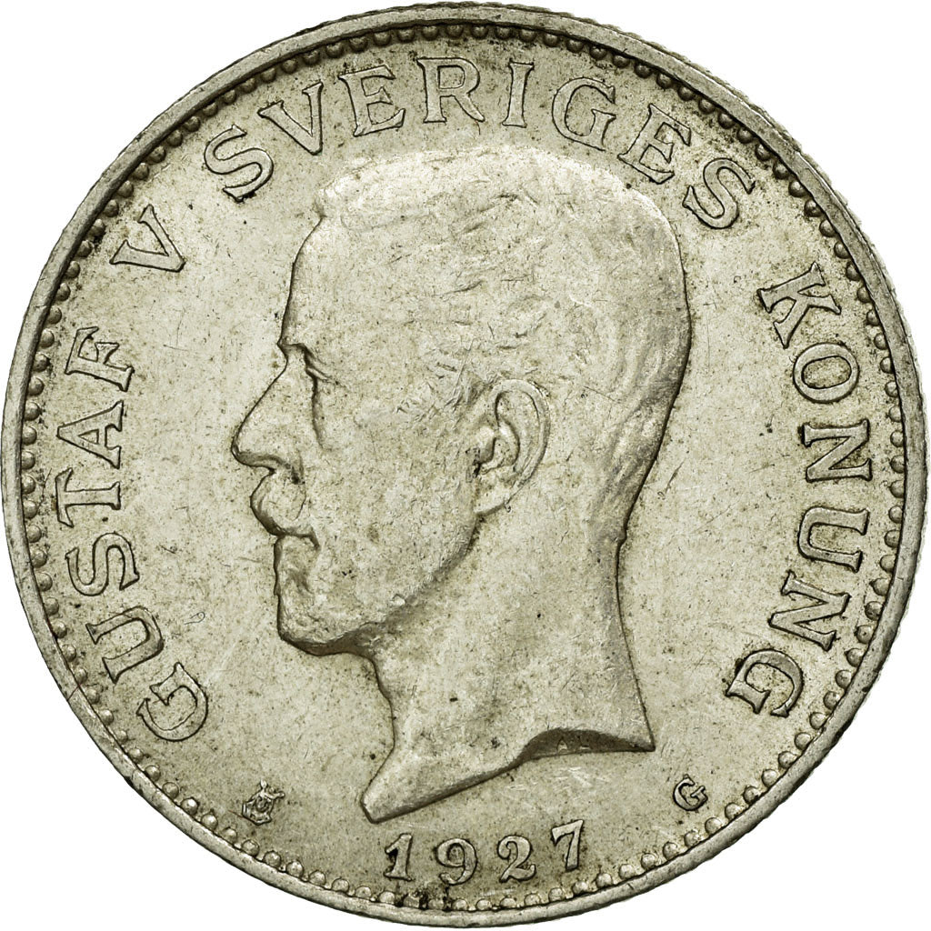 Coin, Sweden, Gustaf V, Krona, 1927, AU(55-58), Silver, KM:786.2
