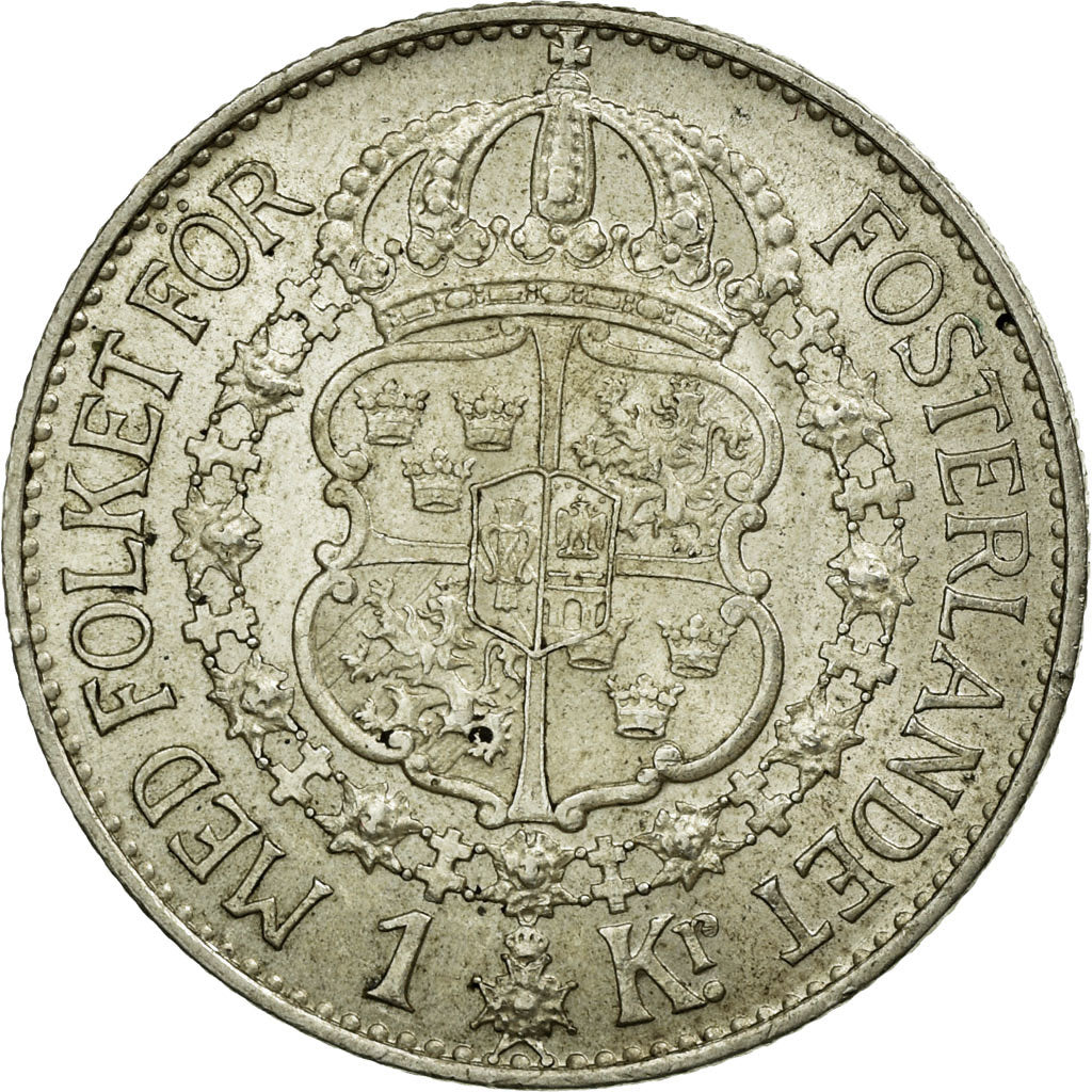 Coin, Sweden, Gustaf V, Krona, 1927, AU(55-58), Silver, KM:786.2