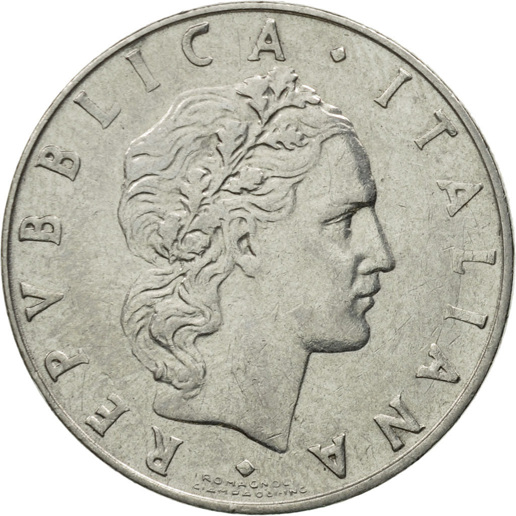 Italy, 50 Lire, 1955, Rome, VF(30-35), Stainless Steel, KM:95.1