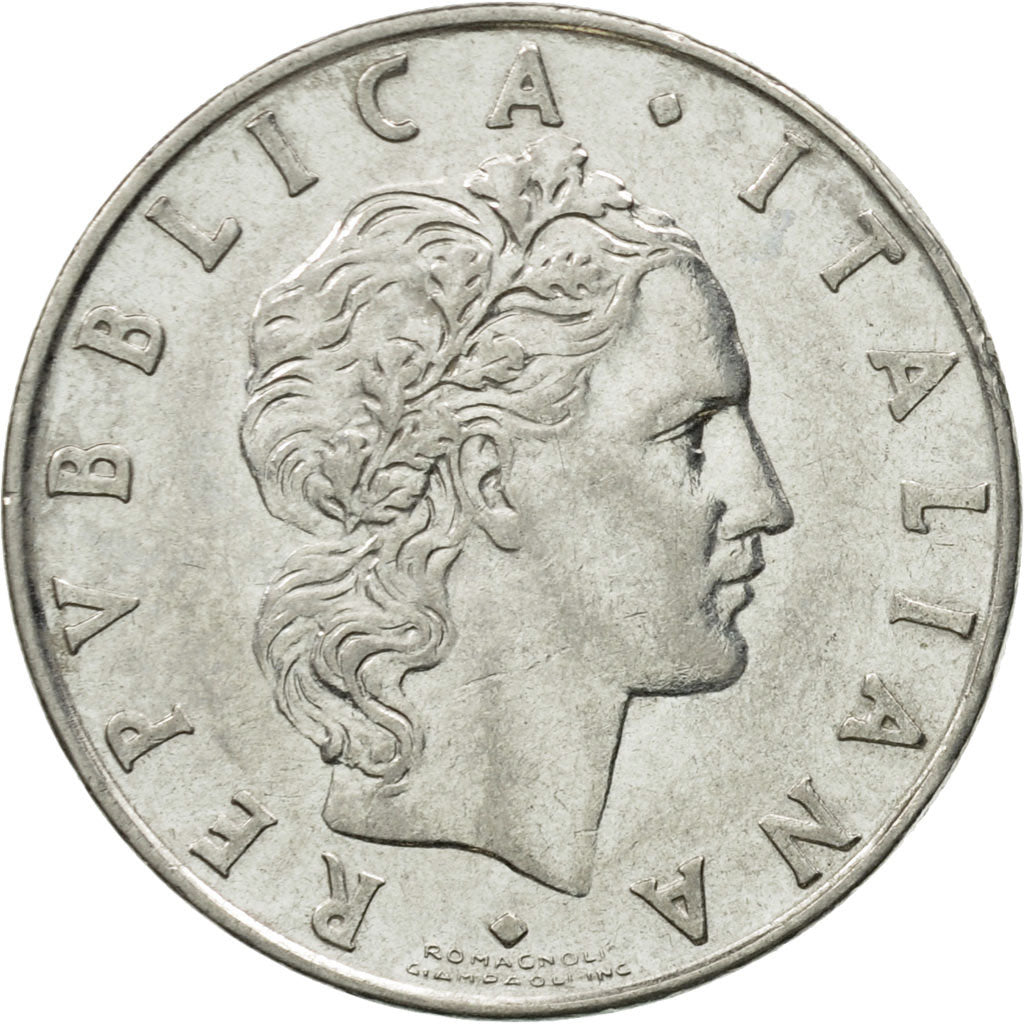 Italy, 50 Lire, 1975, Rome, VF(30-35), Stainless Steel, KM:95.1