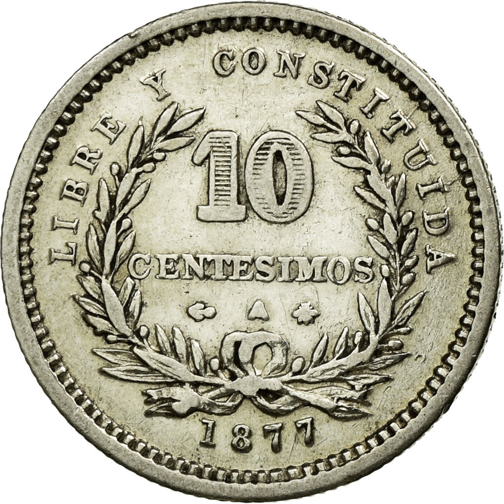 Coin, Uruguay, 10 Centesimos, 1877, Uruguay Mint, Paris, Berlin, Vienna