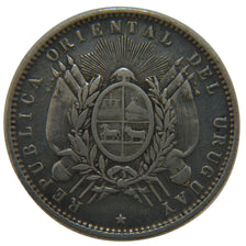 URUGUAY, 20 Centesimos, 1877, Uruguay Mint, KM #15, EF(40-45), Silver, 4.90