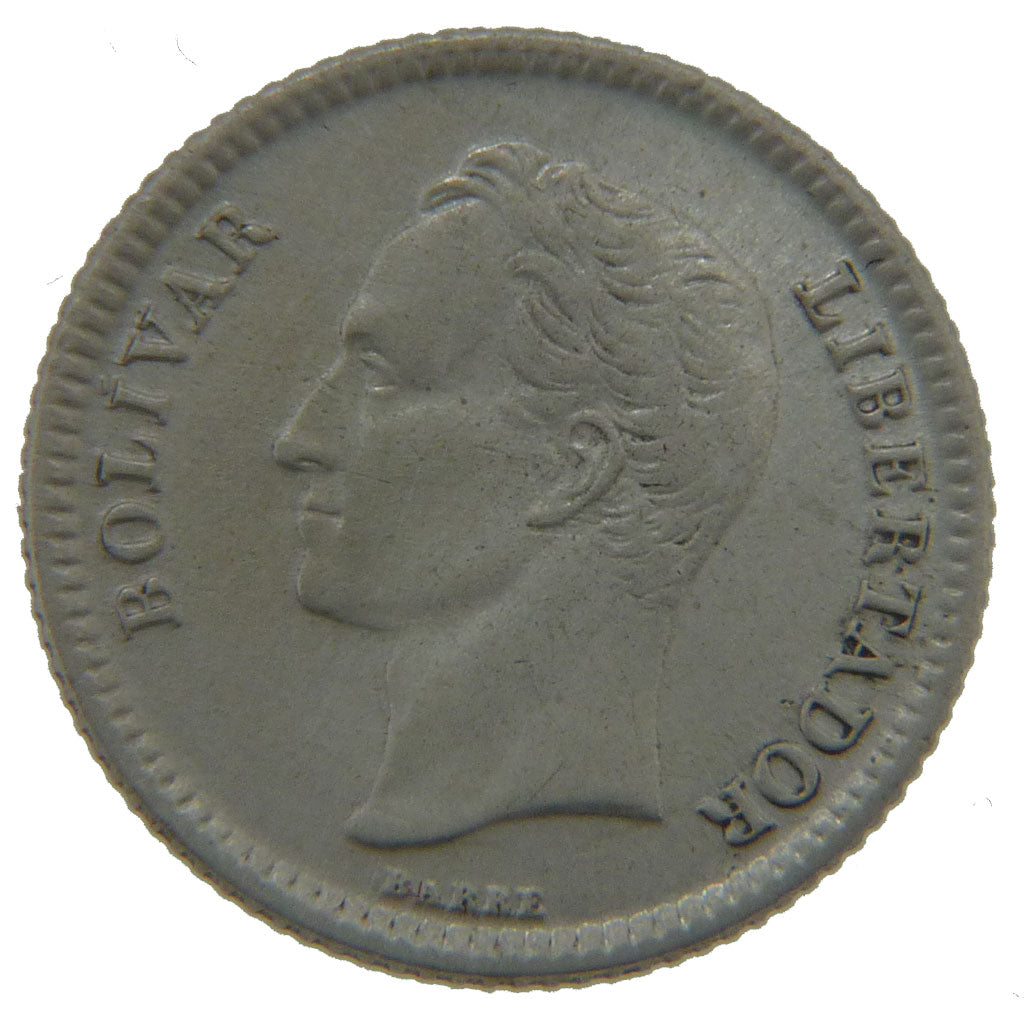 Venezuela, 25 Centimos, 1954, KM #35, AU(55-58), Silver, 16, 1.30