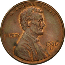 United States, Lincoln Cent, Cent, 1986, U.S. Mint, Denver, EF(40-45), Copper