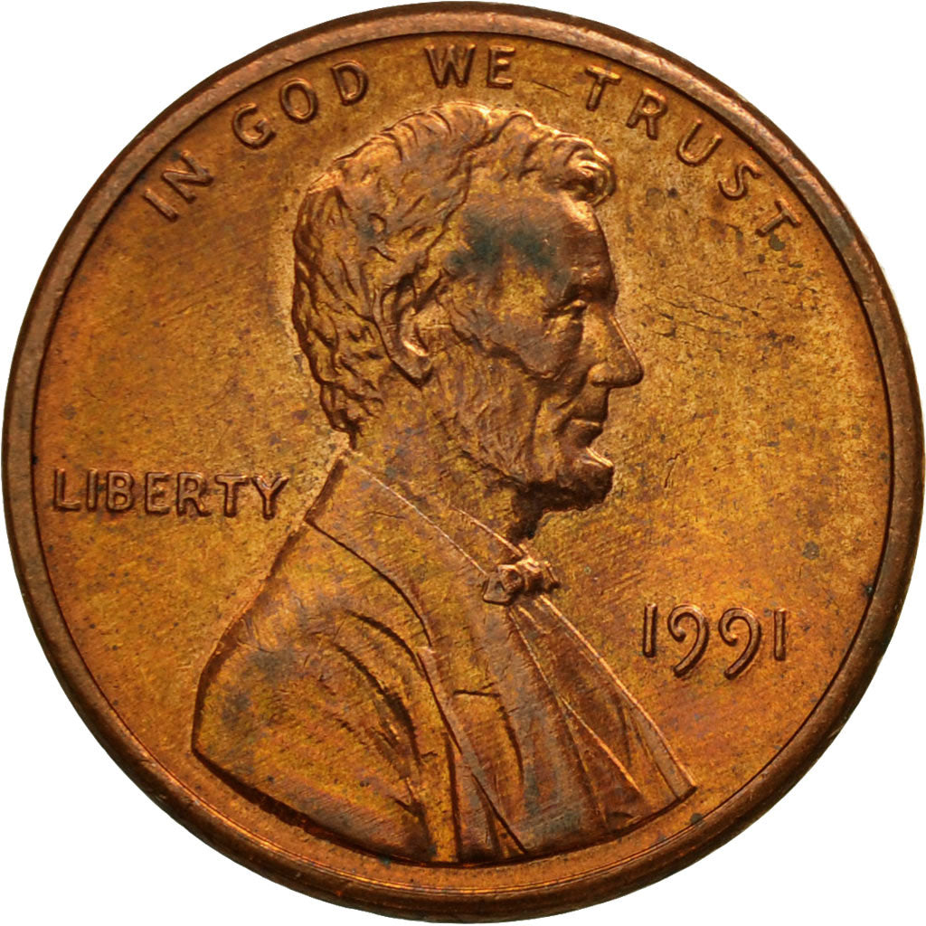 United States, Lincoln Cent, Cent, 1991, U.S. Mint, Philadelphia, AU(50-53)
