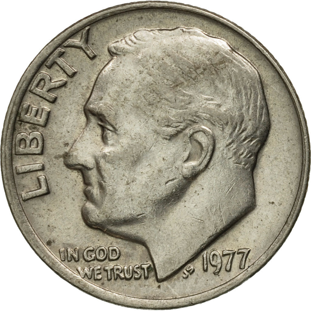 United States, Roosevelt Dime, Dime, 1977, U.S. Mint, Philadelphia, AU(50-53)