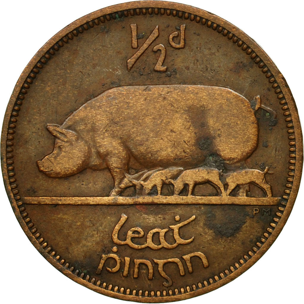 IRELAND REPUBLIC, 1/2 Penny, 1933, EF(40-45), Bronze, KM:2