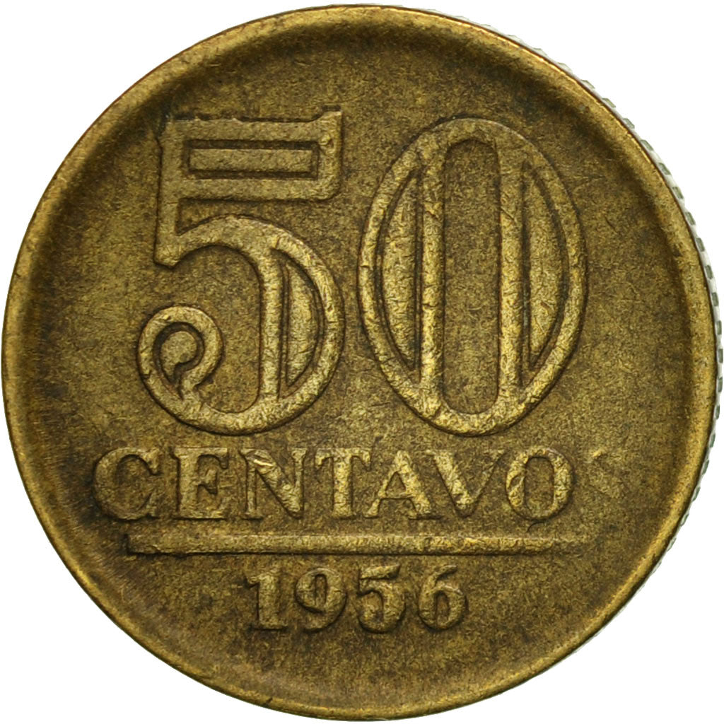 Brazil, 50 Centavos, 1956, Mexico City, VF(30-35), Aluminum-Bronze, KM:566