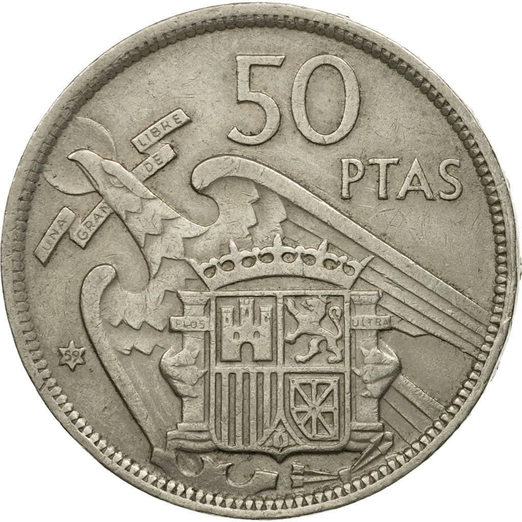 Spain, Caudillo and regent, 50 Pesetas, 1969, EF(40-45), Copper-nickel, KM:788