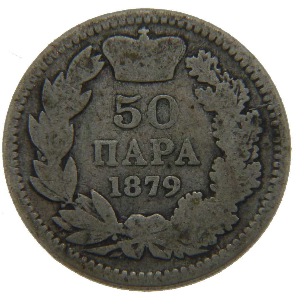 Serbia, 50 Para, 1879, KM #9, VF(20-25), Silver, 18, 2.30