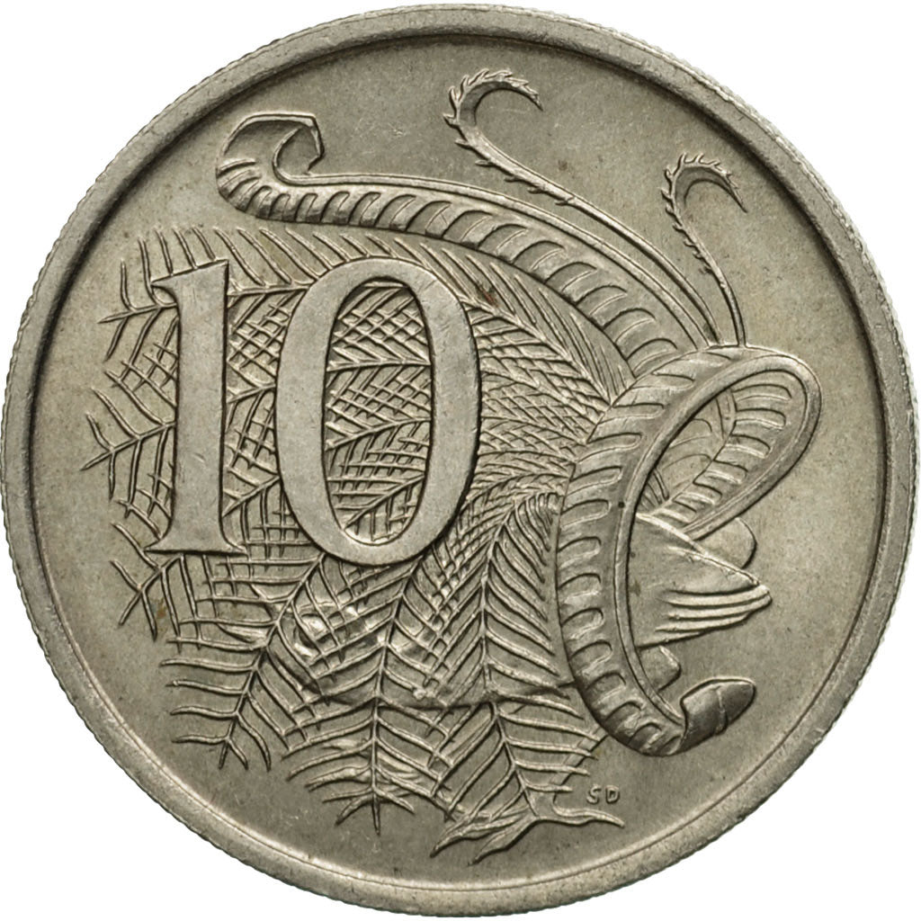 Australia, Elizabeth II, 10 Cents, 1966, AU(50-53), Copper-nickel, KM:65