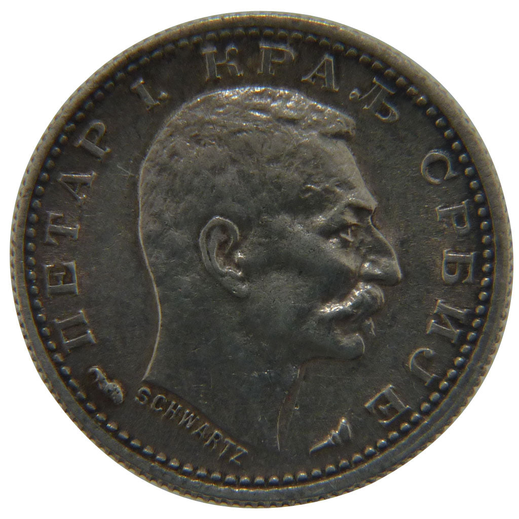 Serbia, 50 Para, 1915, KM #24.1, AU(55-58), Silver, 18, 2.50