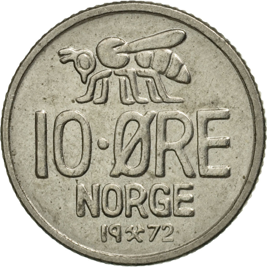 Norway, Olav V, 10 Öre, 1972, EF(40-45), Copper-nickel, KM:411