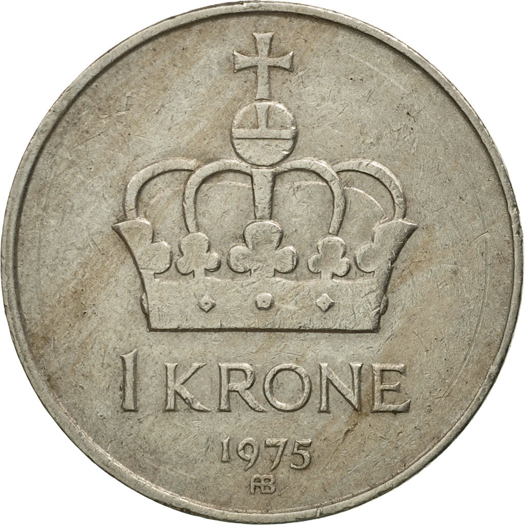 Norway, Olav V, Krone, 1975, EF(40-45), Copper-nickel, KM:419