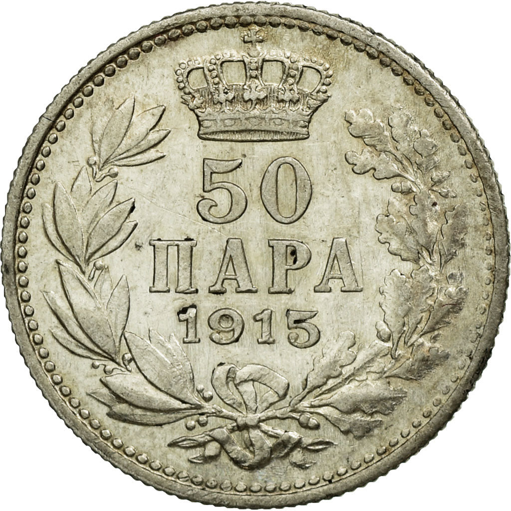 Coin, Serbia, Peter I, 50 Para, 1915, MS(60-62), Silver, KM:24.1