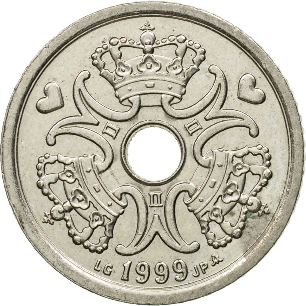 Danimarca, Margrethe II, Krone, 1999, Copenhagen, SPL-, Rame-nichel, KM:873.1
