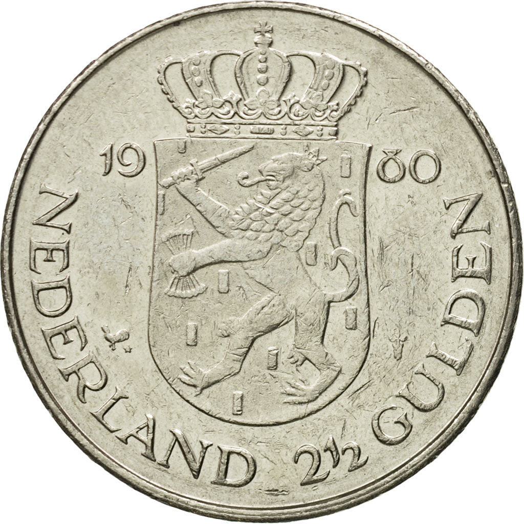 Niederlande, Beatrix, 2-1/2 Gulden, 1980, SS, Nickel, KM:201