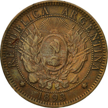 Argentine, 2 Centavos, 1893, TTB, Bronze, KM:33