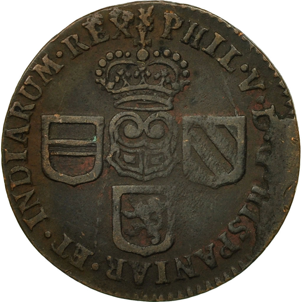 Spanish Netherlands, NAMUR, Philip V of Spain, Liard, 1709, VF(20-25), Copper