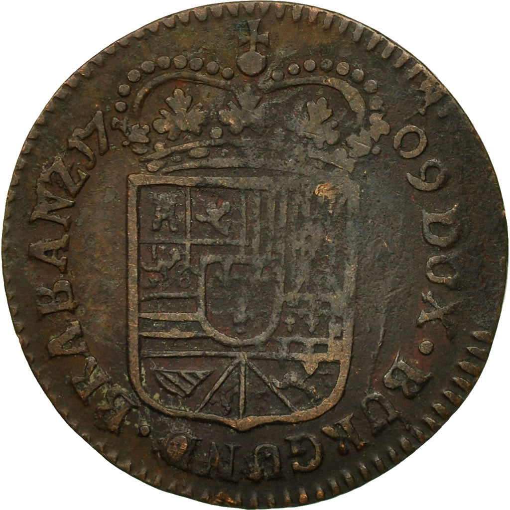 Spanish Netherlands, NAMUR, Philip V of Spain, Liard, 1709, VF(20-25), Copper