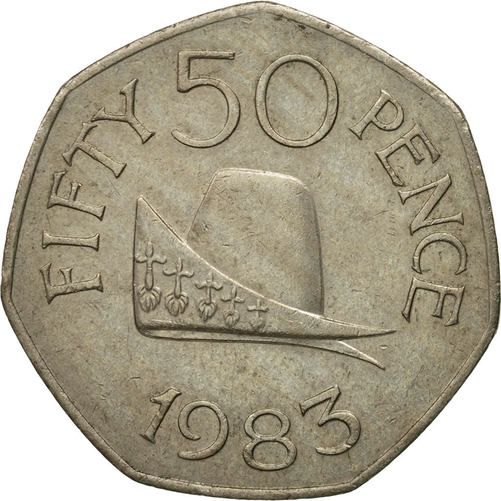 Guernsey, Elizabeth II, 50 Pence, 1983, Heaton, EF(40-45), Copper-nickel, KM:34