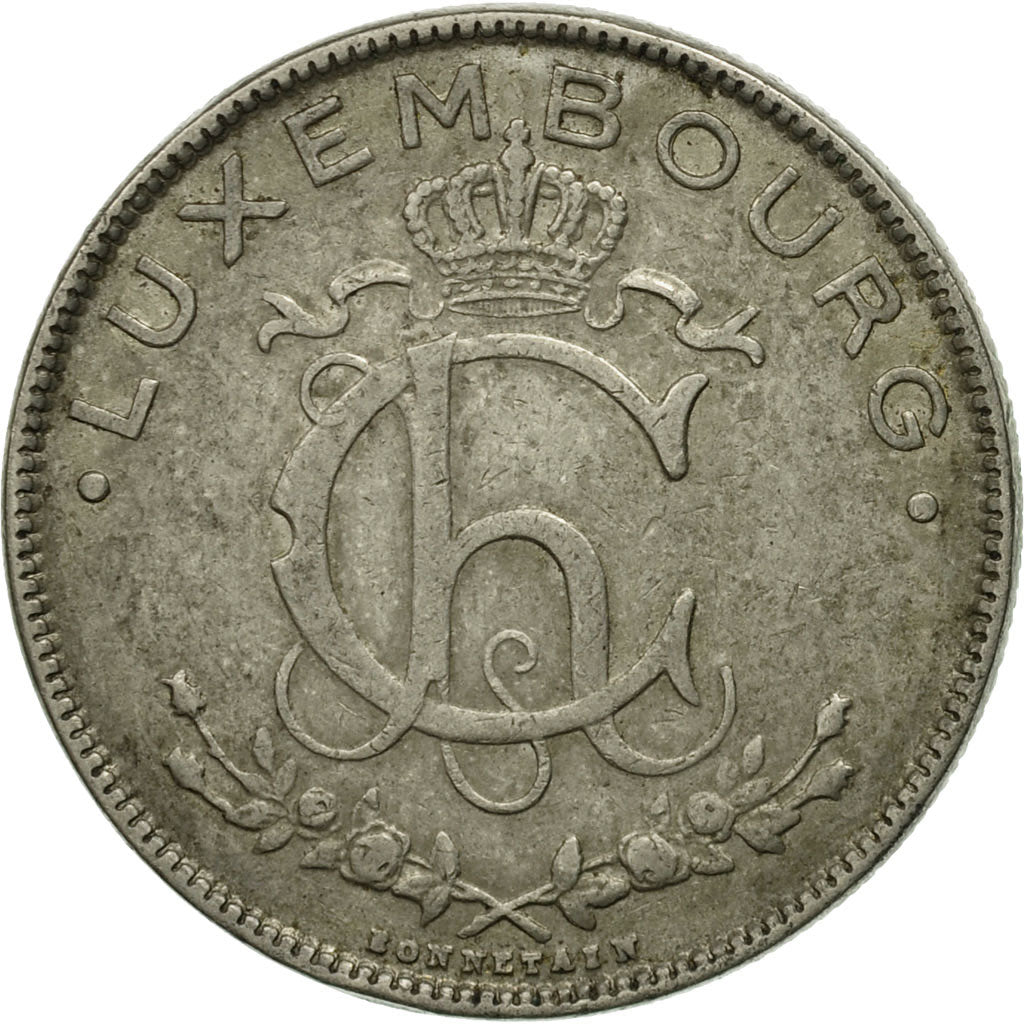 Luxembourg, Charlotte, 2 Francs, 1924, F(12-15), Nickel, KM:36