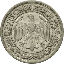GERMANY, WEIMAR REPUBLIC, 50 Reichspfennig, 1929, Berlin, EF(40-45), Nickel