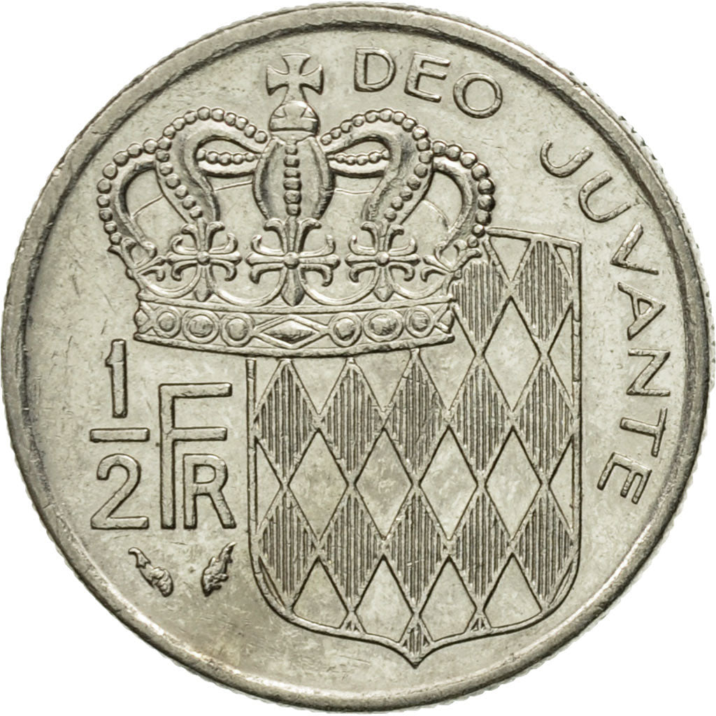 Monaco, Rainier III, 1/2 Franc, 1982, AU(50-53), Nickel, KM:145