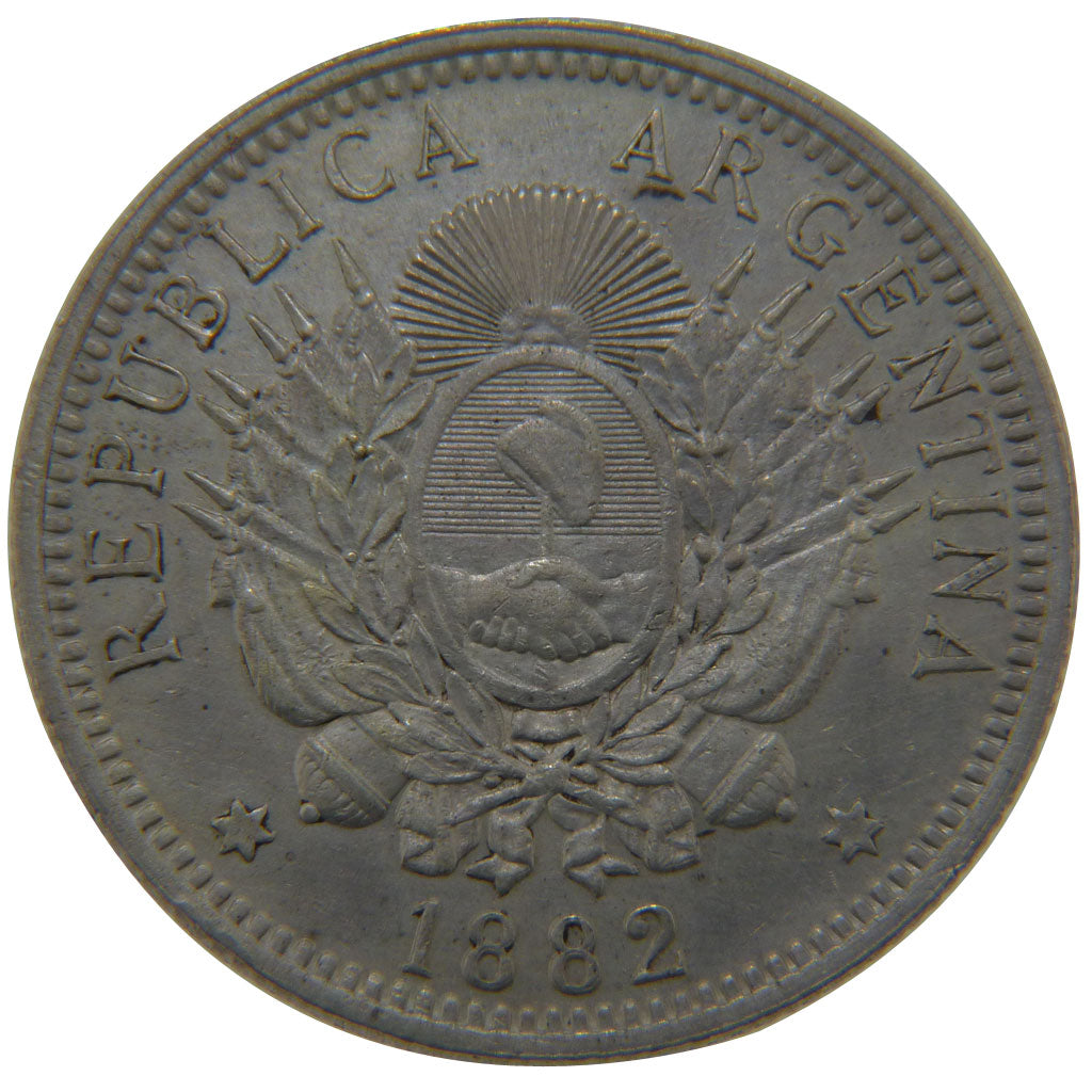 Argentina, 50 Centavos, 1882, KM #3, AU(55-58), Silver, 12.50