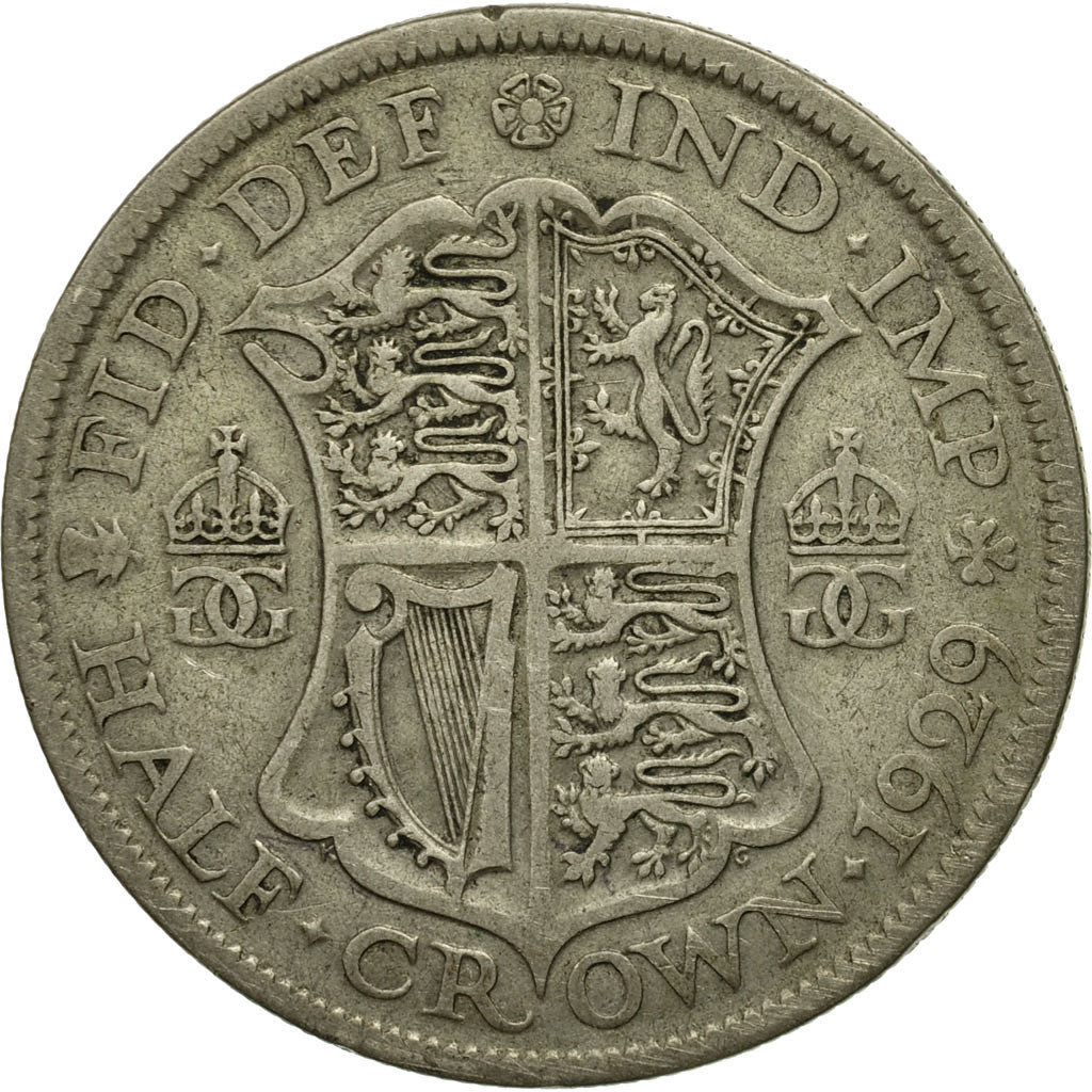 Great Britain, George V, 1/2 Crown, 1929, EF(40-45), Silver, KM:835